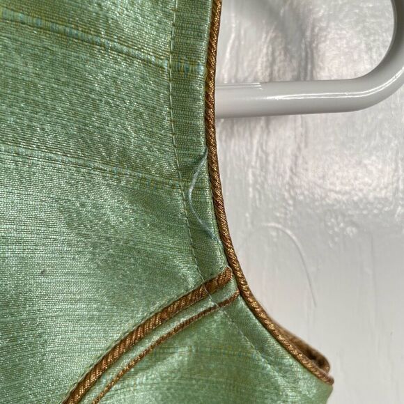 Womens Kanchipuram Silk Gown 38 Green Purple Brocade Sleeve Crinoline Formal - Picture 8 of 10